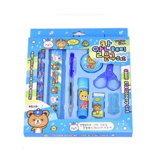 文具禮盒 鉛筆 幼兒園生日分享禮 文具十件套 文具組 兒童文具 兒童禮物 學生禮物 開學文具畢業禮物, 藍色小熊款