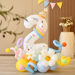 數字1生日氣球派對裝飾組合 適合週歲慶生佈置, 數字2套組, 1套