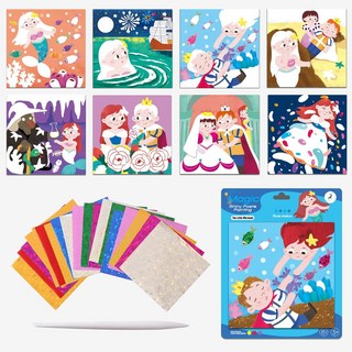 오꿈 포일아트 매직 호일 미술놀이 키트 홀로그램만들기 9종 도안 세트, 인어공주, 1세트