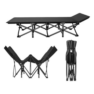 雙層加固折疊床 輕便透氣 方便收納 灰色, 【升級方管加粗黑色】送提袋