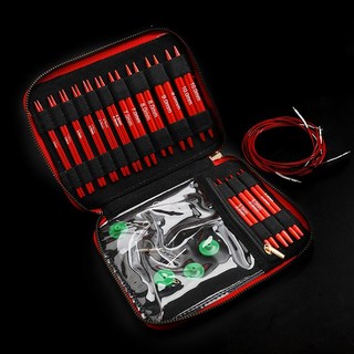 ［ 限時優惠 ］ 大紅色加長2米可拆卸環狀針套組 棒針 輪針 可循環使用氧化鋁毛衣針 加長棒針13付針配件套裝, 1個, 可拆卸環狀針（紅色鱷魚紋包）