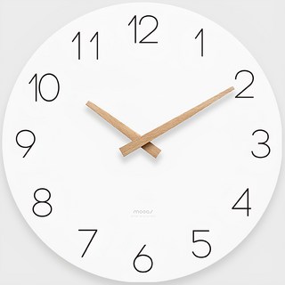 mooas Flatwood 迷你靜音掛鐘 25cm, 白色