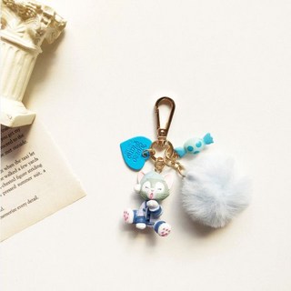 卡通可愛達菲熊星戴露鑰匙扣毛球包包掛件 史黛拉鑰匙圈 書包吊飾配件, 畫家貓毛球掛件（限時特惠）, 1個