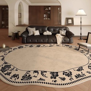 Radearl 프렌치 레트로 무드 비정형 워셔블 카페트 부드러운 빈티지 거실 러그