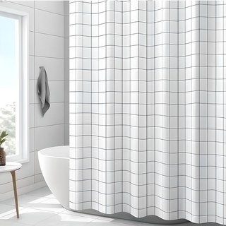 바코젤 방수 샤워 커튼, 체크무늬, 1개