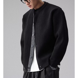 日系復古圓領羊毛開衫，男士秋冬寬鬆休閒針織外套，高級感毛衣，舒適保暖
