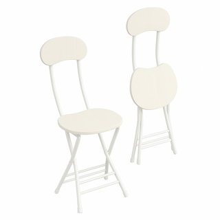 好的家居 木紋免安裝折疊椅 餐椅 麻將椅 靠背椅, 1件, 白色