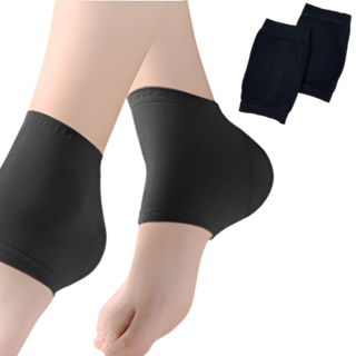 발 뒤꿈치 실리콘 패드 보습 양말 블랙, 10g, 1개, 2개입