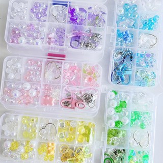 비즈공예 세트 오로라캔디 비즈 키링 만들기 DIY 키트 부자재 팔찌만들기 열쇠고리 달빛구슬 부자재 올인원, 그린, 1개