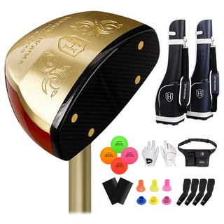 [파크골프 풀세트] 25년형 협회인증 히토미 혼마 3스타 파크골프채 클래식 골드, 85cm, 여성용 장갑 양손 18호, 1도