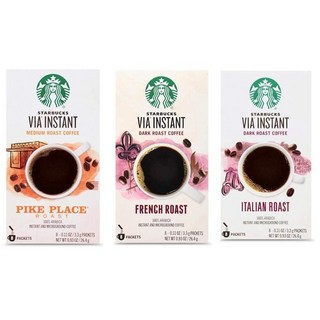 Starbucks 스타벅스 비아 인스턴트 커피 3종 3.3g x 24팩 파이크 플레이스 프렌치 이탈리안, 1세트, 24개입, 26.4g