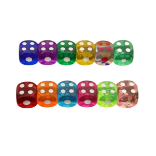JLKERUI 彩色骰子，多色可選，圓角設計，桌遊必備, 【10顆】水晶透明黃色(13.8mm), 1個