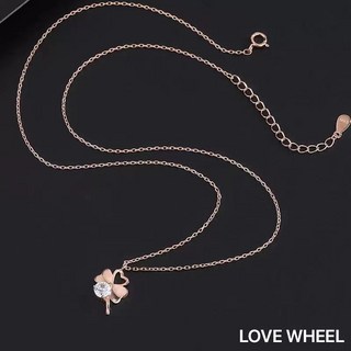LOVE WHEEL S999純銀鏤空幸運草愛心吊墜鎖骨鏈 女款三色項鍊