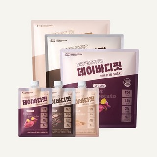 데이바디핏 분리유청 단백질 쉐이크 식사대용 프로틴 파우더 초코맛 곡물맛 고구마맛 2팩 (14개입)