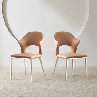 가죽 식탁의자 디자인체어 2개입, 2개, 다갈색