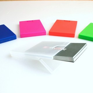 WRI 플라스틱 명함 통 카드 케이스-컬러 사각 투명 명함집 일체형 각 연두 분홍 납작 상자 명함 하드 케이스, 파랑