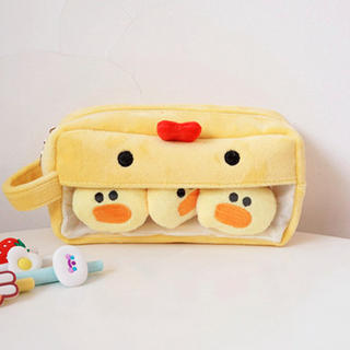 미노앤슈 귀여운 컬러풀 동물 캐릭터 학생 필통 다용도 미니 파우치, 1개, 삐약삐약 노랑