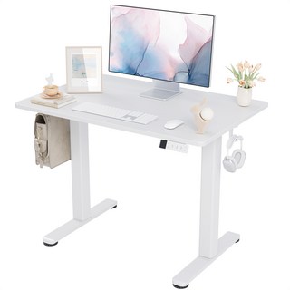Seang 전체 보드 전동 사무용 책상 컴퓨터 책상 승강 스마트 테이블 높이조절 학생 게이밍 책상, 백색