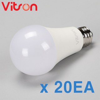 비츠온 LED 12W 전구 벌브 6500K 주광(낮처럼 환한 색/태양빛/쿨화이트), 주광색, 20개