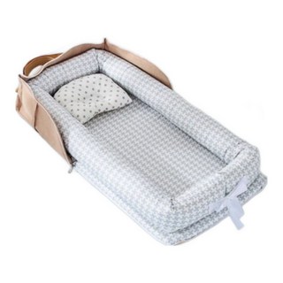 專利箱包式可摺疊拆洗攜帶式嬰兒床中床, 現貨箱包款灰色千島格