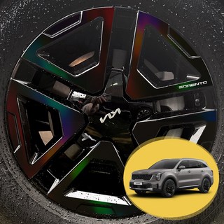 ERK 더뉴쏘렌토 MQ4 하이브리드 18인치 그래피티 휠 마스크 포인트 컬러 데칼 스티커 스포크 커버 몰딩 차량용 튜닝 필름, 더뉴쏘렌토MQ4 하이브리드 18인치 그래피티, 홀로그램 다크(휠) -(분리형)