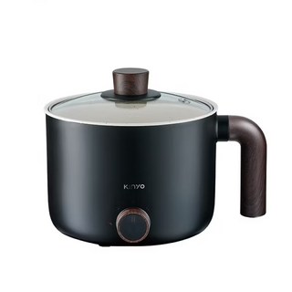 【KINYO】多功能陶瓷美食鍋 FP-0876 快煮鍋 電煮鍋 美食鍋 料理鍋 涮涮鍋 泡麵碗 不沾煮鍋 煎鍋 電火鍋, 質感黑, 1個, 21cm