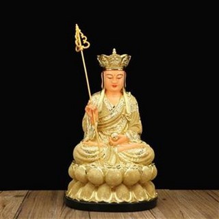 台灣熱銷 爆款 包郵地藏菩薩像 地藏王菩薩 沙金娑婆三圣 樹脂佛像風水擺件 家用 佛堂 佛像擺件 神明擺件, 12寸高30厘米, 1個