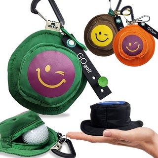 벙거지 골프공파우치 골프티꽂이 SET 필드 멀티파우치 파크골프 호환, 1세트, 그린