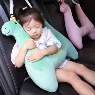 자동차 어린이 안전벨트 압박방지 수면 쿠션 인형, 1개, 그린공룡