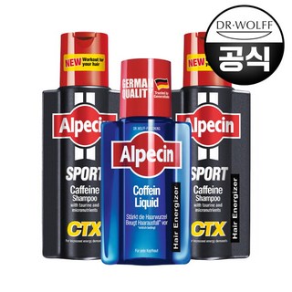 [알페신] 스포츠 카페인 샴푸 CTX 250ml X 2 + 카페인 리퀴드 헤어토닉 200ml, 2개