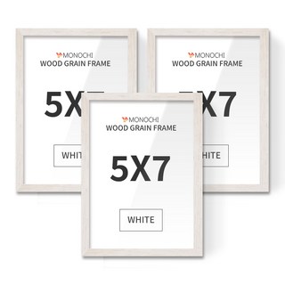 모노치 우드그레인 인테리어 액자, 화이트, 3개