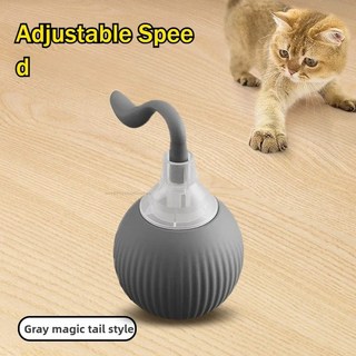 고양이 대화형 장난감 꼬리가 있는 자동 롤링 충전식 애완 동물 고양이용 지능형 마우스 2개, GreyTail