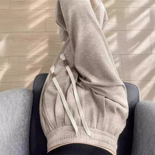 抽繩高腰寬褲 慵懶針織休閒褲 寬鬆垂墜感長褲