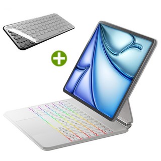아이패드 에어6 세대 M2 에어 7세대 M3 호환 11인치 13인치 매직 키보드 블루투스 케이스 한글 각인 iPad Air 케이스나라, 화이트