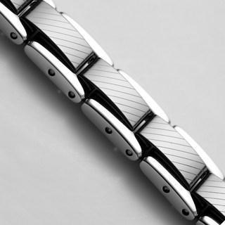 페이버 Z802 게르마늄팔찌 /세라믹 사선패턴 디자인 /이니셜 무료각인 /남자 여자 블랙, 1개