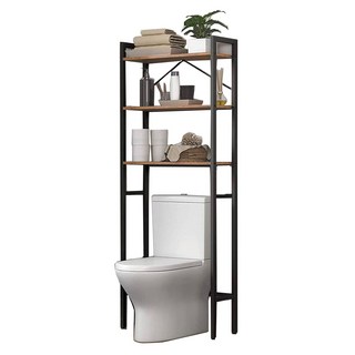 浴室馬桶上方置物架 多層收納層架 節省空間 工業風設計, 黑色, 1個