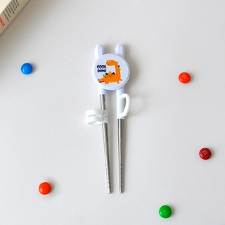 쿨디노 유아 아기 연습용젓가락 1단계 양손 연습 공룡 캐릭터 자기주도 어린이집 교정용 젓가락, 1개