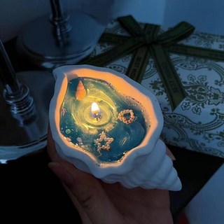 海螺香薰蠟燭禮盒生日禮物女生閨蜜伴手禮品小衆七夕情人節送女友 SNDN139, 1個, 深藍 星海螺- 禮袋款