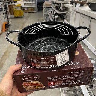 日式天婦羅油炸鍋家用迷你不粘電磁爐燃氣煎鍋日本小型油鍋平底鍋, 1個, 20cm升級帶濾網,甄選品質/現貨速發