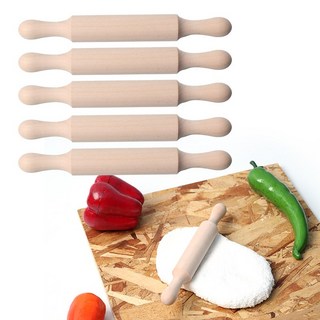 뮤즈 홈베이킹 반죽 키즈용 우드밀대 5개입 / 요리수업 취미활동 클레이 지점토 찰흙 밀대, 베이지, 5개