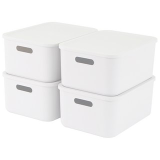 엠비코 국내산 다용도 팬트리 리빙박스, 화이트, 4개