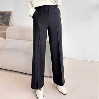 디아웃핏 여성 울 기모 밴딩 슬랙스 스판 바지 팬츠 일자 세미 와이드 부츠컷