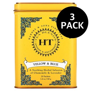 하니앤손스 HT 티 블렌드 옐로우 블루 카모마일 라벤더 Harney & Sons HT Tea Blend Yellow Blue Chamomile and Lavender Caffein, 2g, 1개입, 1개