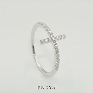 Freya 十字莫桑鑽戒指-全銀 925銀 食指戒 銀飾 防過敏 日常搭配 造型 簡約 經典