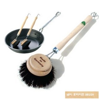 마나/천연목 냄비 후라이팬 브러쉬/ 우드/수세미, 1개