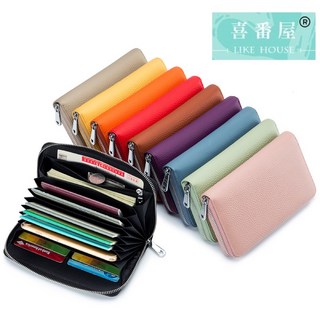 喜番屋 真皮頭層牛皮 RFID 女士存摺包 錢包 皮夾 長夾 女夾 LH843