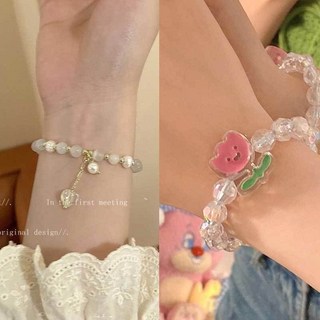 貓眼石珍珠愛心水晶手鍊女夏ins輕奢小眾設計感精緻高級手串手飾