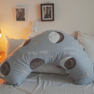 棉床本舖 二層紗新月孕婦枕 多功能舒壓枕 人體工學香蕉枕 月亮枕 台灣製, 時空月球