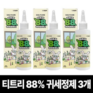 펫생각 천연 저자극 티트리88%함유 애견 강아지 귀세정제 이어클리너 귀청소 청결 귓병 귀염증 외이염 예방, 3개, 120ml