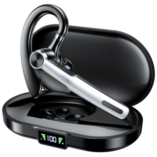 보보조조 무선 고음질 통화 노이즈캔슬링 AI ENC 귀걸이형 블루투스 이어폰, 은흑색, BOBOJOJO-G11